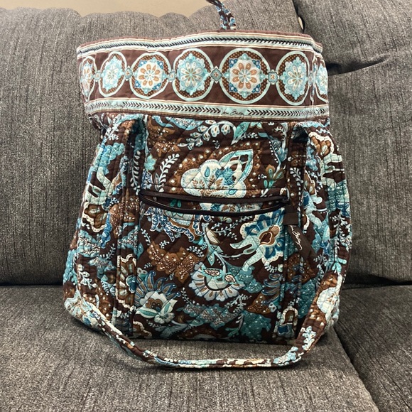 Vera Bradley Handbag/LG Java Blue Floral Quilted Tote Bag - Picture 1 of 8